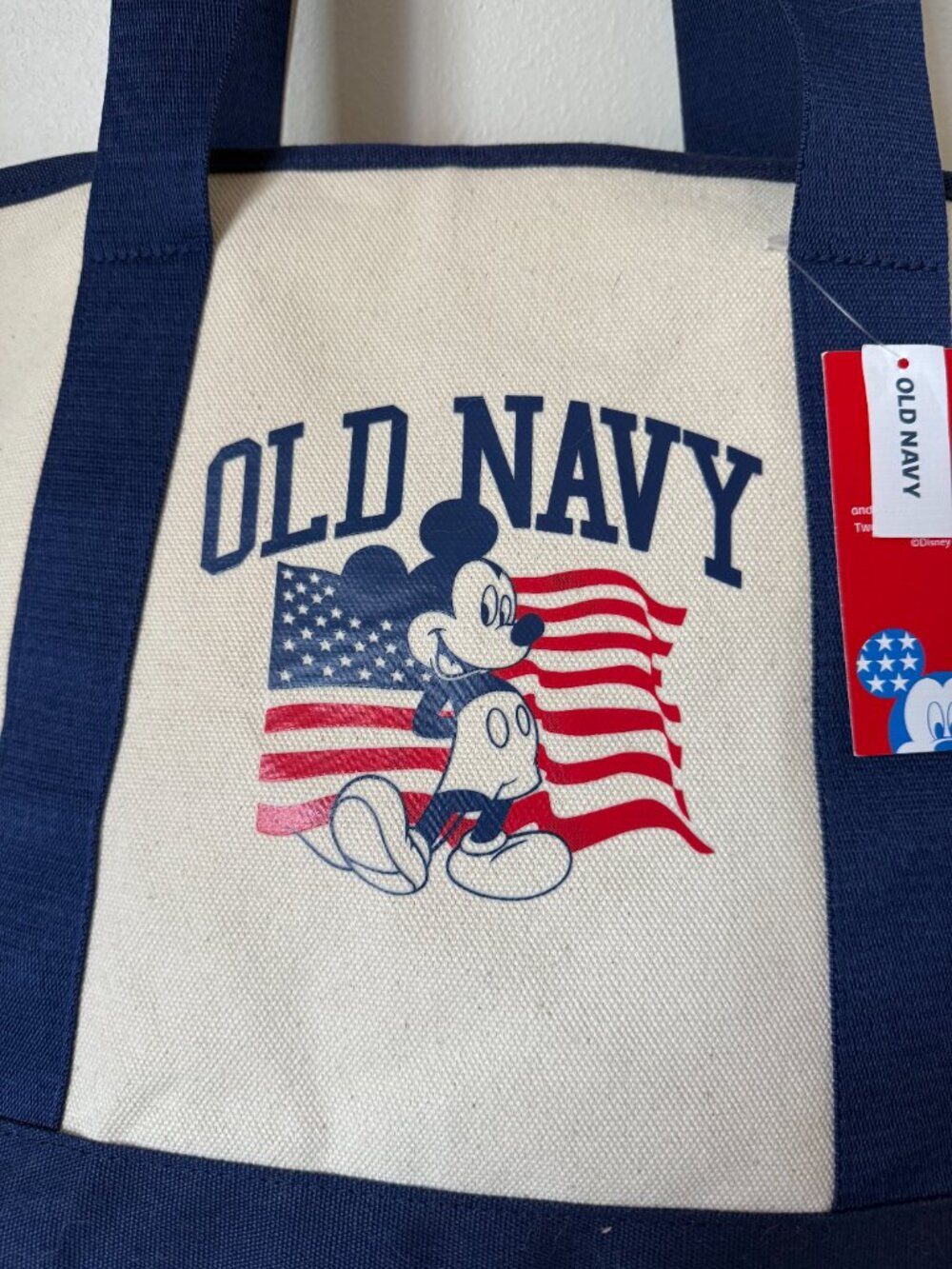 NWT Old Navy Disney Mickey Mouse American Flag Fourth of July Tote Bag - Picture 2 of 8